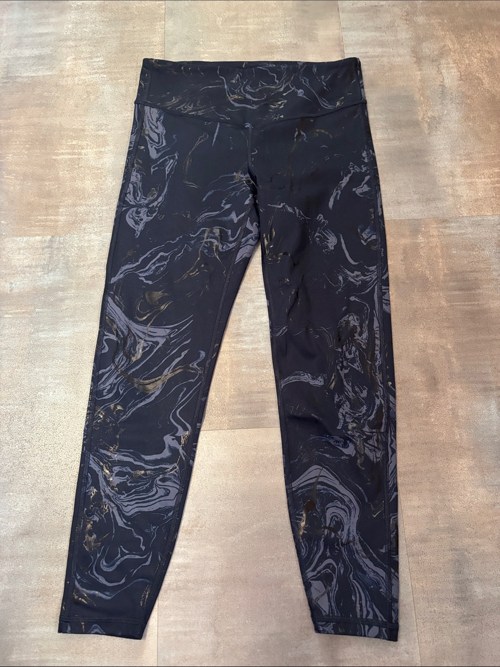 GAP Navy Medium Marble-Print High-Waist Leggings